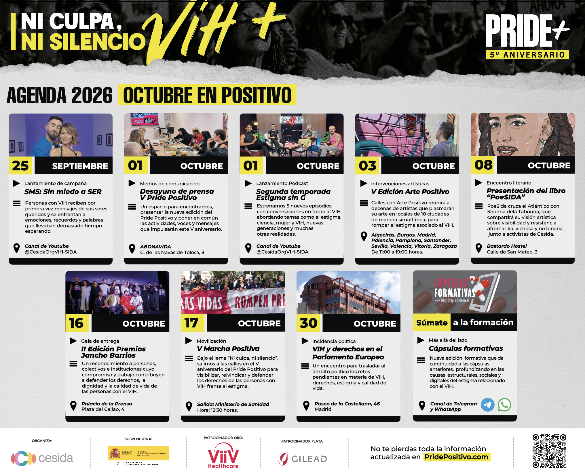 Octubre en positivo: consulta la agenda del Pride Positivo 2026